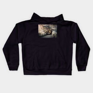 sleeping cat Kids Hoodie